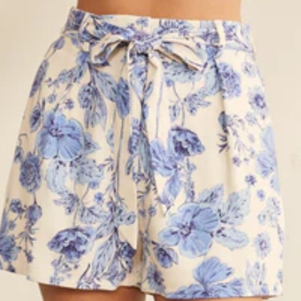 H&M Blue Floral High Waist Women's Shorts